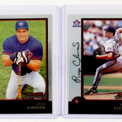JOSE CANSECO + ROGER CLEMENS 1998 BOWMAN CHROME REFRACTOR Baseball Card Set MINT