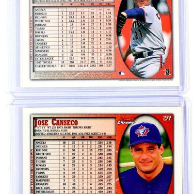 JOSE CANSECO + ROGER CLEMENS 1998 BOWMAN CHROME REFRACTOR Baseball Card Set MINT