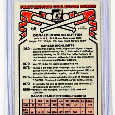 1981 Donruss Baseball DON SUTTON Los Angeles Dodgers Baseball Card - High Grade
