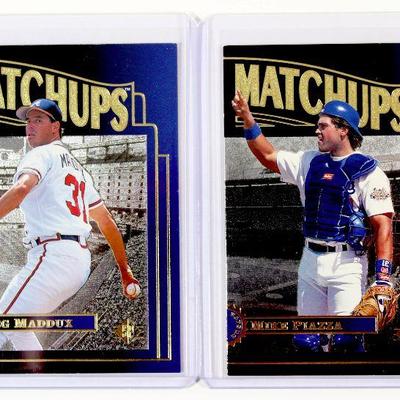 MIKE PIAZZA GREG MADDUX 1996 Upper Deck Matchups #MM6 #MM10 Baseball Cards Set