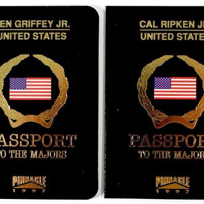 KEN GRIFFEY JR. CAL RIPKEN JR Passport to the Majors #2 #4 Baseball Cards Inserts 1997 Pinnacle
