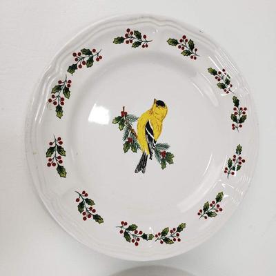 Lot of 2 Gibson Designs Plates - Yellow Goldfinch with Holly