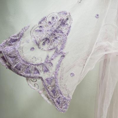 Beaded Sheer Top (Lilac color) and Belt (Black) - Very Detailed