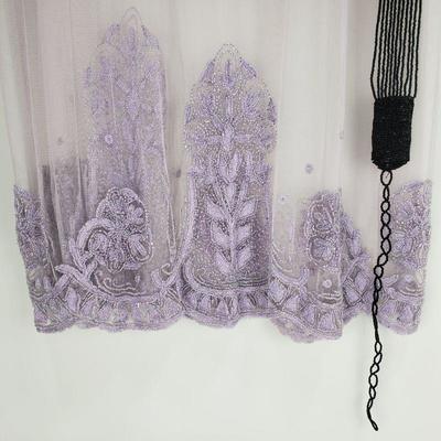 Beaded Sheer Top (Lilac color) and Belt (Black) - Very Detailed