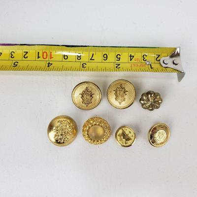 7 Vintage Gold Colored Buttons