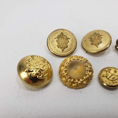 7 Vintage Gold Colored Buttons