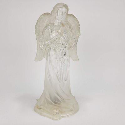 Clear Plastic Angel Statue With Glitter Wings - Light doesn't work