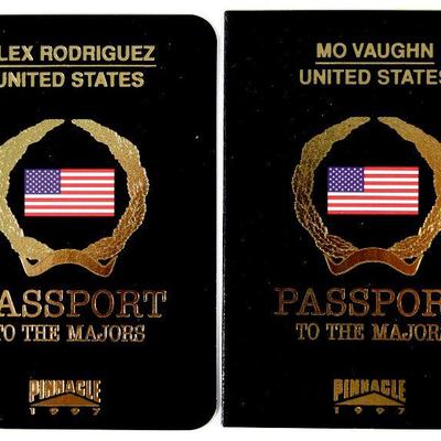 ALEX RODRIGUEZ MO VAUGHN Passport to the Majors #6 #7 Baseball Cards Inserts 1997 Pinnacle