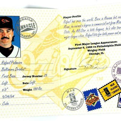 RAFAEL PALMEIRO REY ORDONEZ Passport to the Majors #19 #20 Baseball Cards Inserts 1997 Pinnacle