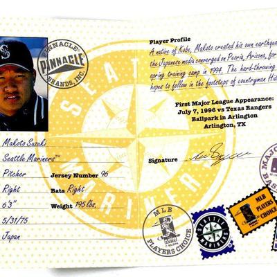 HIDEO NOMO MAKOTO SUZUKI Passport to the Majors #21 #22 Baseball Cards Inserts 1997 Pinnacle