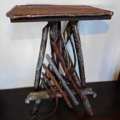 Folk Art Twig Tripod Table 19