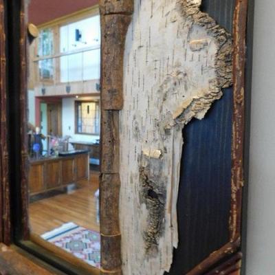 Natural Birch Twig and Bark Rustic Wall Mirror 27