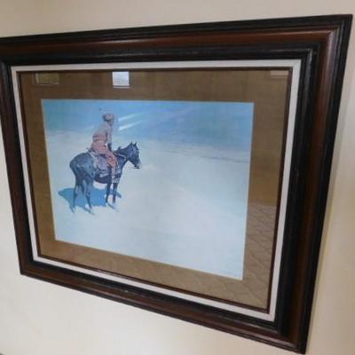 Fredric Remington Print 'The Scout: Friends or Enemies?' Framed 37