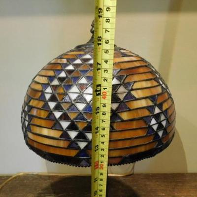 Southwestern Diamond Design Dome Tiffany Style Shade and Metal Post Table Lamp 18