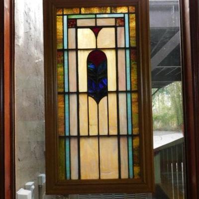 Arts and Crafts Framed Stained Glass Panel 24