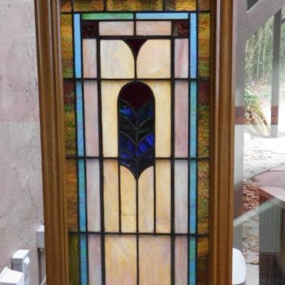 Arts and Crafts Framed Stained Glass Panel 24