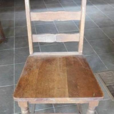 Set of Four Vintage Solid Oak Farm Chairs 
