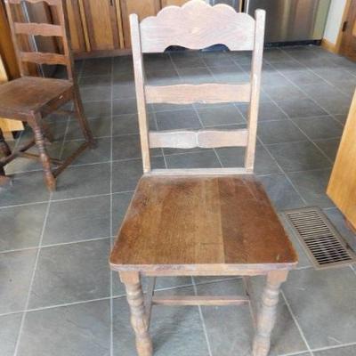Set of Four Vintage Solid Oak Farm Chairs 