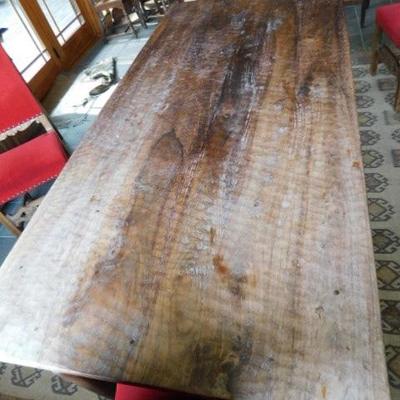 Slab Top Farm Table with Artisan Design Rough Cut Surface Finish 82
