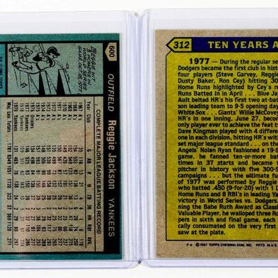 REGGIE JACKSON NEW YORK YANKEES BASEBALL CARDS SET 1980 Topps #600 1987 Topps #312 NM