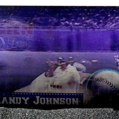 1997 TOPPS Screen Plays RANDY JOHNSON Moving Action Motion Baseball Card w/ Collectible TIN