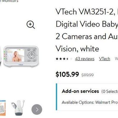 Vtech 2 Camera Video Monitor - New, Sale $108 @ Walmart