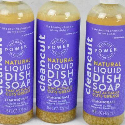 3 Bottles Clean Cult Natural Liquid Dish Soap 