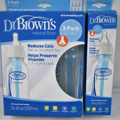 4x Dr. Brown's Natural Flow BPA Free Plastic Baby Bottle, 8 Oz - New