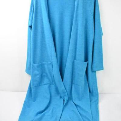 LuLaRoe Sarah Long Cardigan, Turquoise, Women's Size Large