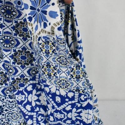 LuLaRoe Jessie Dress Size Medium (fits like a large) w/ pockets! Blue/White/Tan