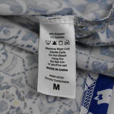 LuLaRoe Jessie Dress Size Medium (fits like a large) w/ pockets! Blue/White/Tan