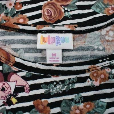 LuLaRoe Carly Dress, Stripe & Floral Queen of Hearts, Medium (fits like a large)