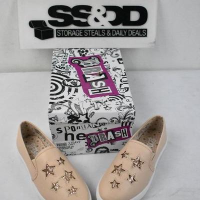 Kids Slip-On Shoes, Brash Size 3, Blush with Sparkly Stars - New
