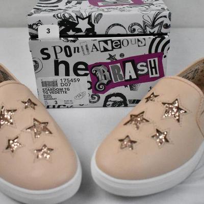 Kids Slip-On Shoes, Brash Size 3, Blush with Sparkly Stars - New