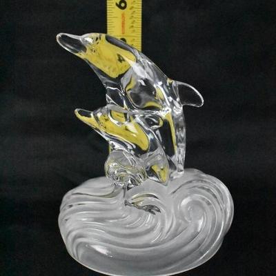 Glass/Crystal Dolphins Figurine - Vintage
