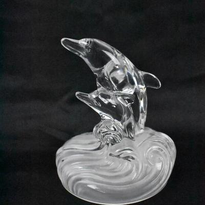 Glass/Crystal Dolphins Figurine - Vintage