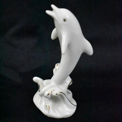 Lenox Small Dolphin Figurine, Ivory color with & Gold Trim - Vintage