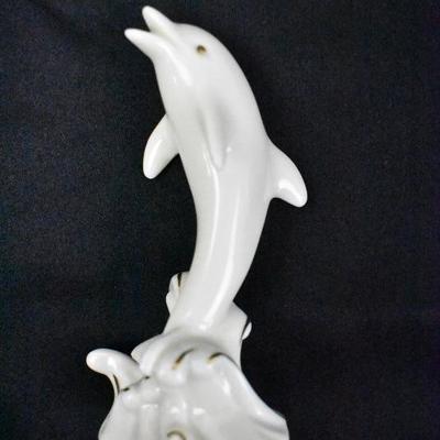Lenox Small Dolphin Figurine, Ivory color with & Gold Trim - Vintage