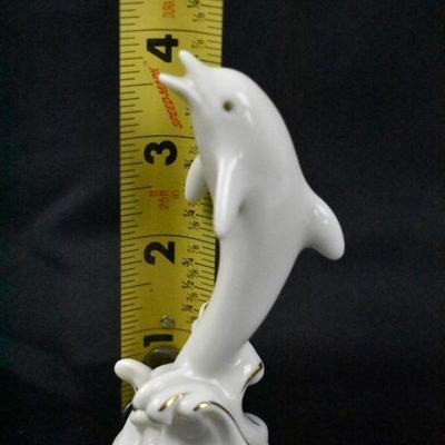 Lenox Small Dolphin Figurine, Ivory color with & Gold Trim - Vintage