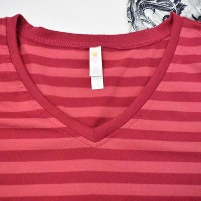 2 pc LuLaRoe Clothing: Dress Gray/Purple Small & Shirt Pink Stripes Medium