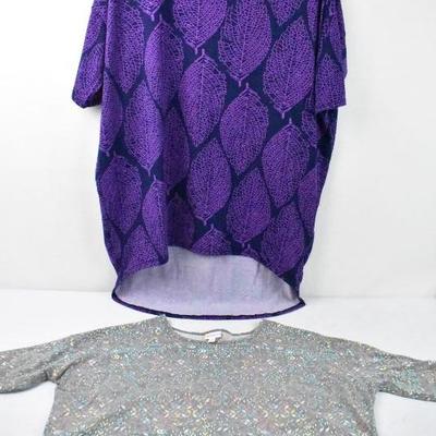 Qty 2 LuLaRoe "Irma" Shirts, size Medium, fit like L/XL