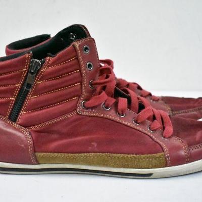 Men's Red Aldo Shoes Size 9. Nylon & Leather High Tops with Side Zippers