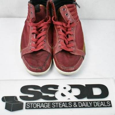 Men's Red Aldo Shoes Size 9. Nylon & Leather High Tops with Side Zippers