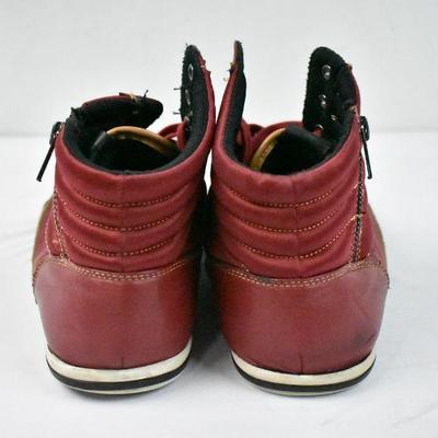 Men's Red Aldo Shoes Size 9. Nylon & Leather High Tops with Side Zippers