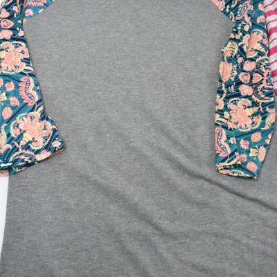 3 pc LuLaRoe "Randy" Shirts: 1 size XL, 2 size Large. Grays/Florals/Stripes
