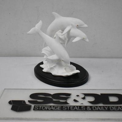 Lenox 3 Dolphins w/ Black Wood Base, "Dance of the Dolphins" 1991 Vintage