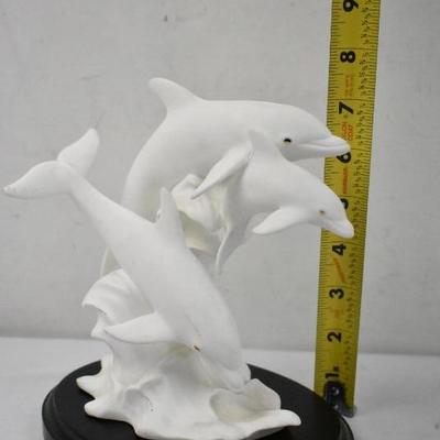 Lenox 3 Dolphins w/ Black Wood Base, "Dance of the Dolphins" 1991 Vintage