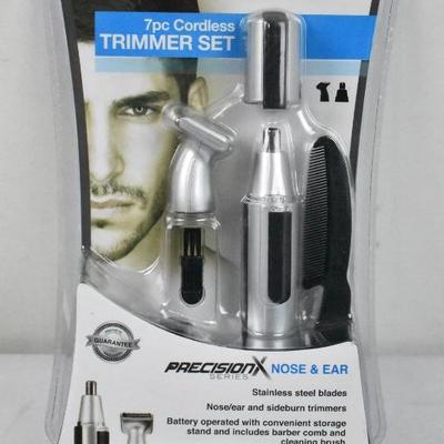 7 pc Cordless Trimmer Set for Nose & Ears - New