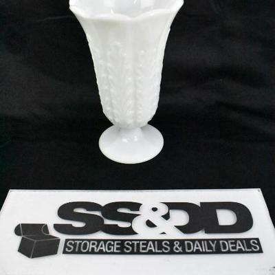 White Milk Glass Vase - Vintage