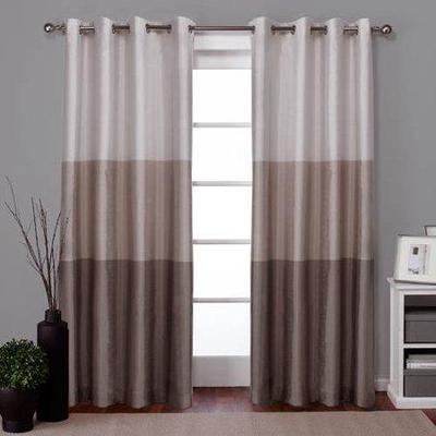 2 Window Curtain Grommet Panels. Chateau Taupe & Tan, 54
